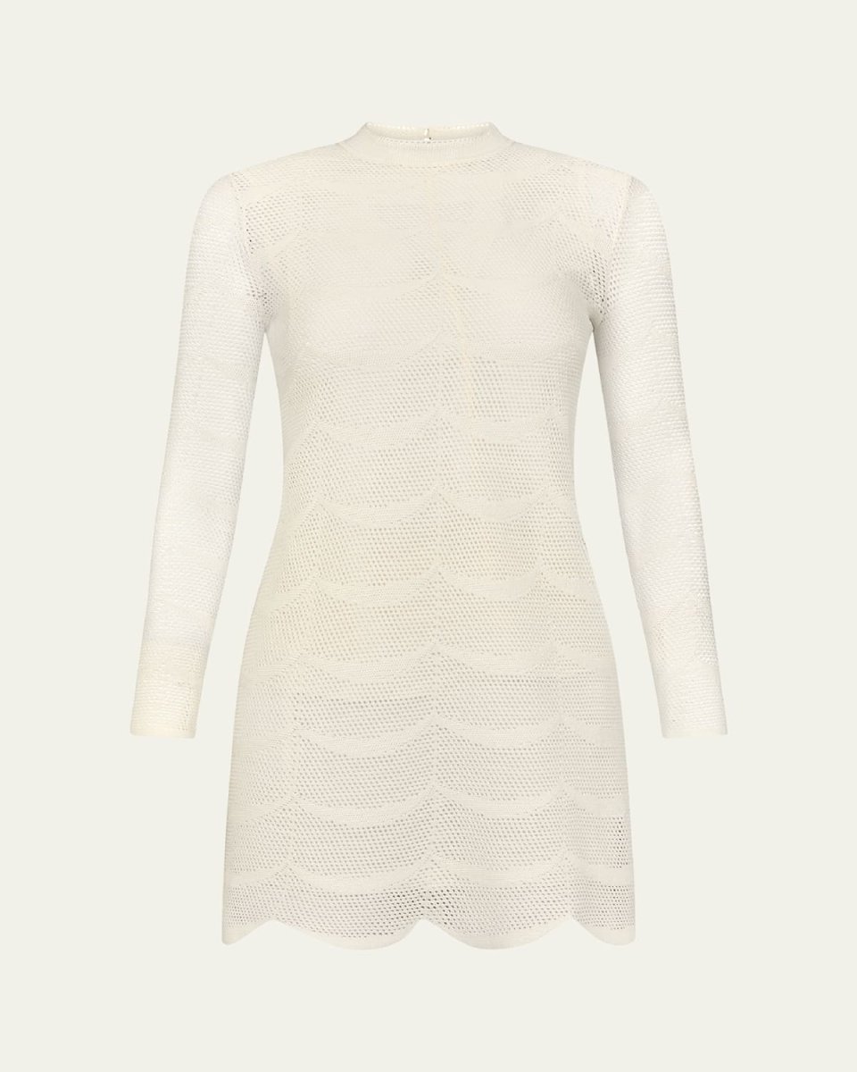 Knit Mesh Mini Scalloped Mini Dress